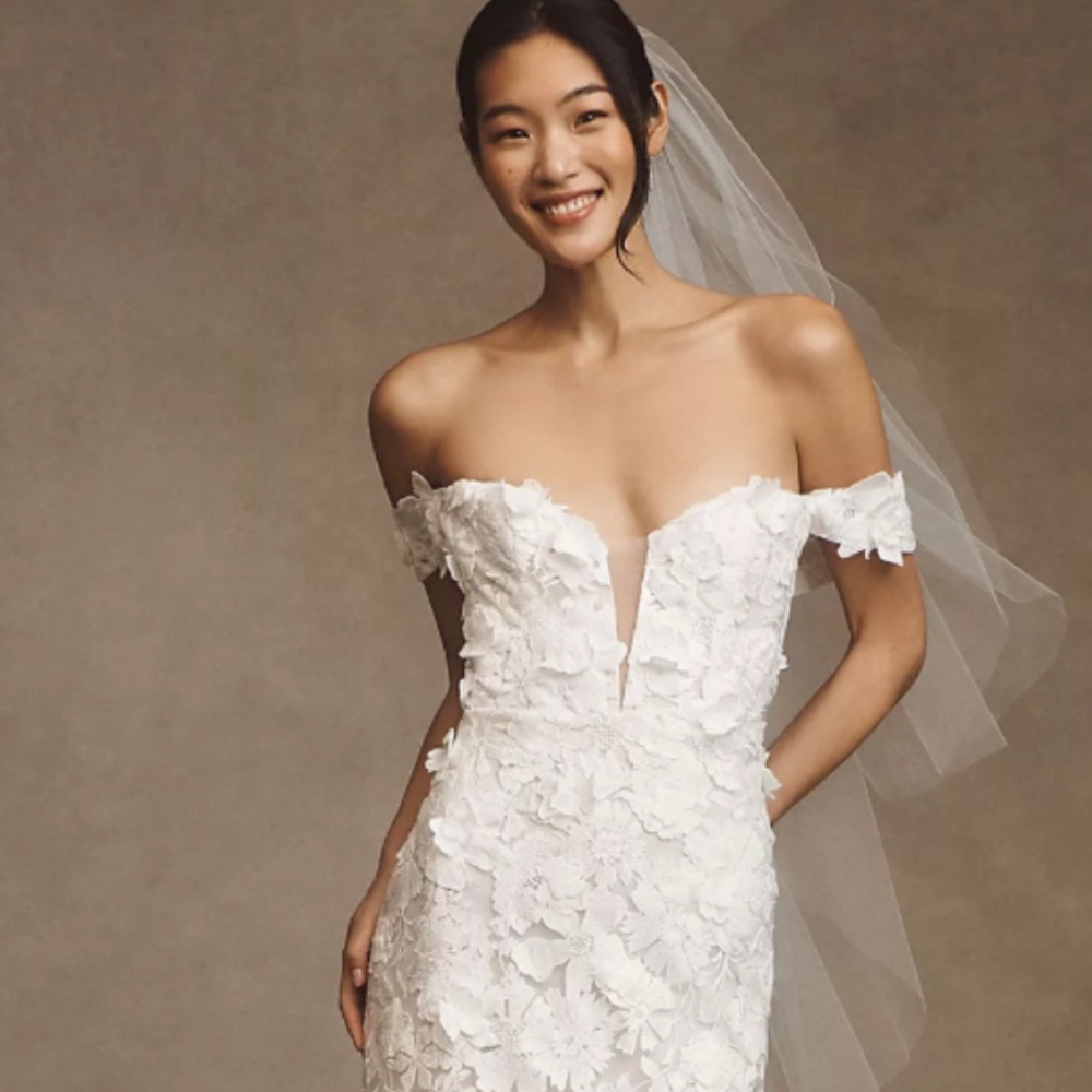 Jenny Yoo Josephine Lace Wedding Dress NWT Off Shoulder Bridal Gown Size 4 - Picture 10 of 12